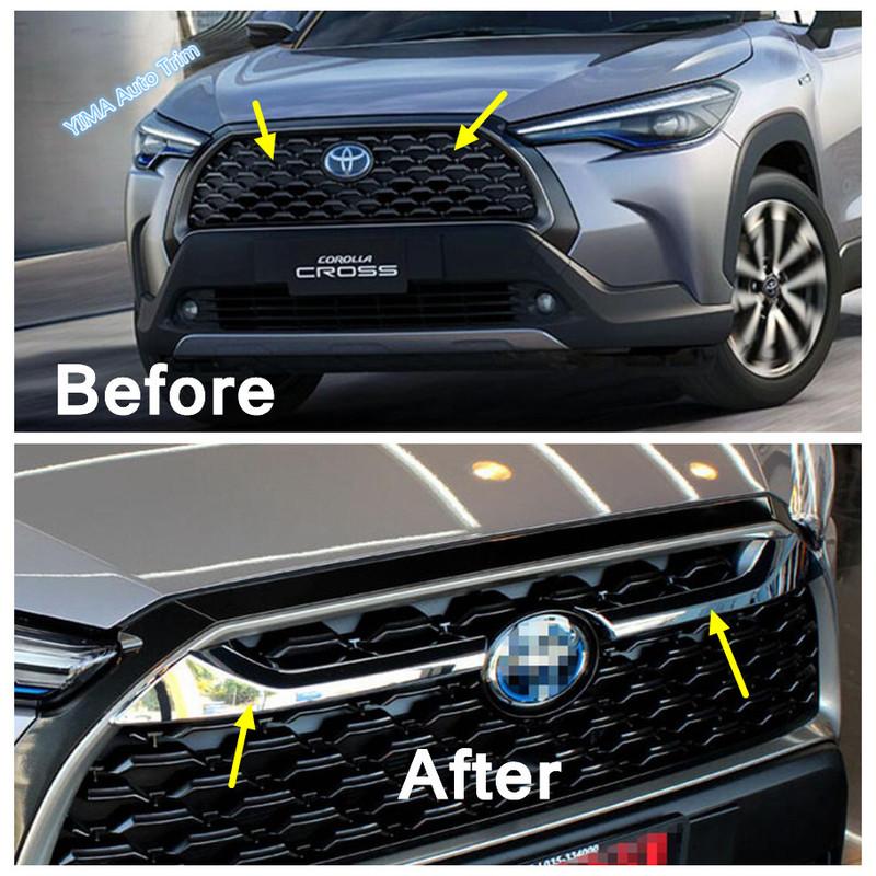 ABS Auto Front Grill Grille Bumper ert Bonnet Garnish Strip Decor Cover Trim Accessories For Toyota Corolla Cross - 2024