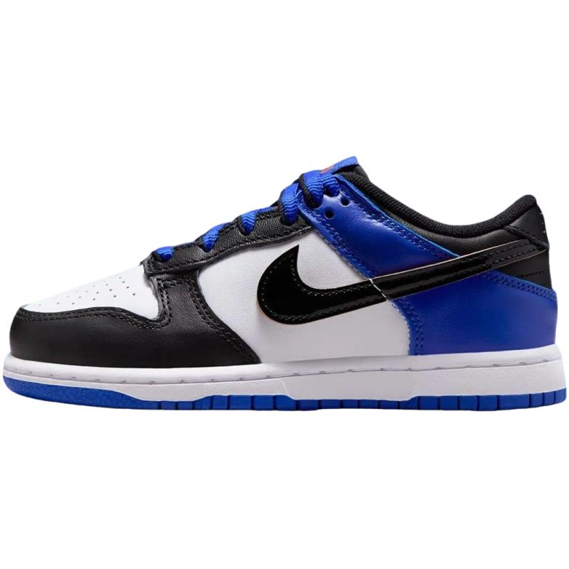 Nike Dunk Abrasion Resistant Low Top Kids' Skateboarding Shoes Black/White/Blue Children Aged 3 7 Years Old Sneakers HF0971-100