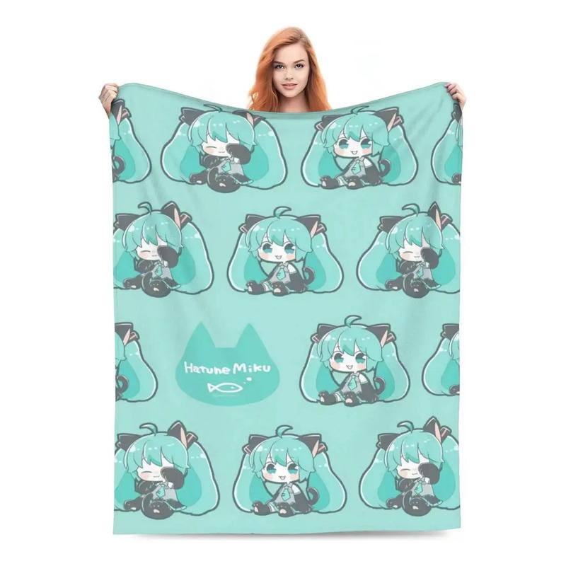 Manta Con Dise?o De Collages De Hatsune Miku, Cama De Calida S