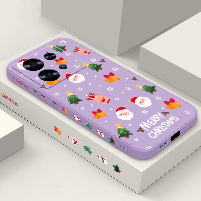 Merry Christmas Santa Elk Pattern Phone Cover For Xiaomi 13T Pro 11T Poco F6 X6 Redmi Note 13 12 11 10 Pro Max Soft Matte Shockproof TPU Lanyard Case