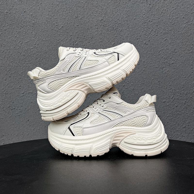 Lederschuhe Damen Frühfrühling neu dicksohlige erhöhende vielseitige lässige Sportschuhe
