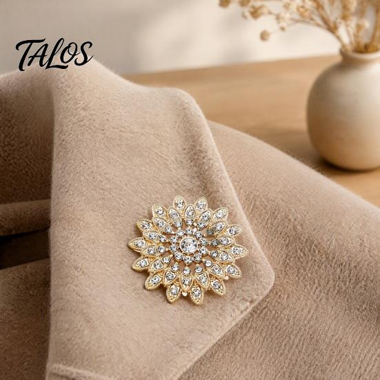 Decorative Coat Brooch Sparkling Rhinestone Sunflower Brooch, Golden Plated Floral Lapel Pin Pin, Dainty Clothing Jewelry Accessory for Women