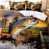 Big Pike Hunting Fly Fishing Bedding Set Bedroom Soft Modern Bedspreads Comefortable Kids Duvet Cover Quilt Cover And Pillowcase