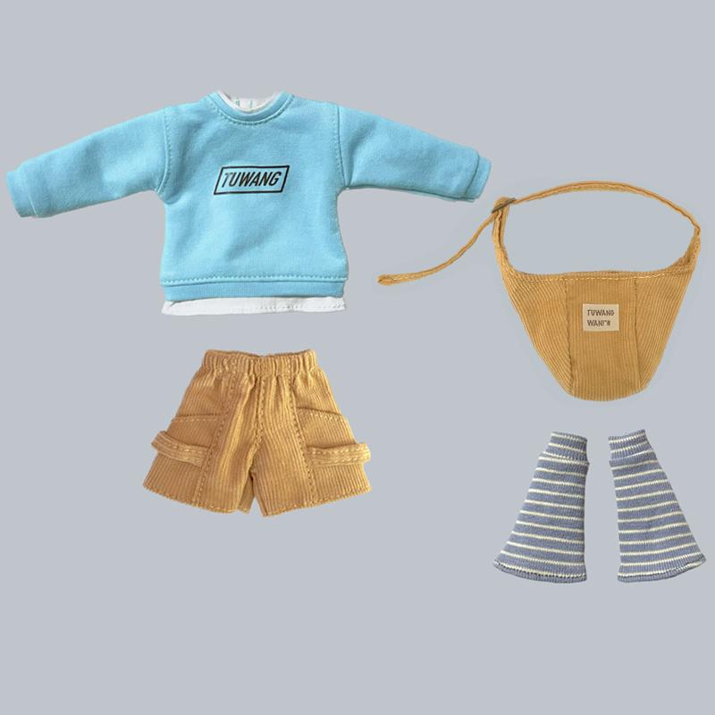 New Arrival Blythe Clothes Fashion Sweater Corduroy Shorts Crossbody Bag Caps Casual Set for Blyth OB24 Pullip 1/6 Doll Outfit