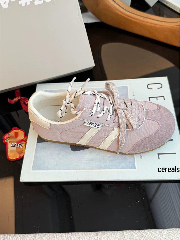 Women's Yellow Leather German Trainer Shoes: New 2025 Spring Style, Lightweight, Versatile, Thin Sole, Casual Sports Skate Shoes.