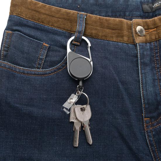 Retractable Keychain Heavy Duty Carabiner Key Chain Lightweight Impact Resistance Tactical ID Badge Reel Key Ring