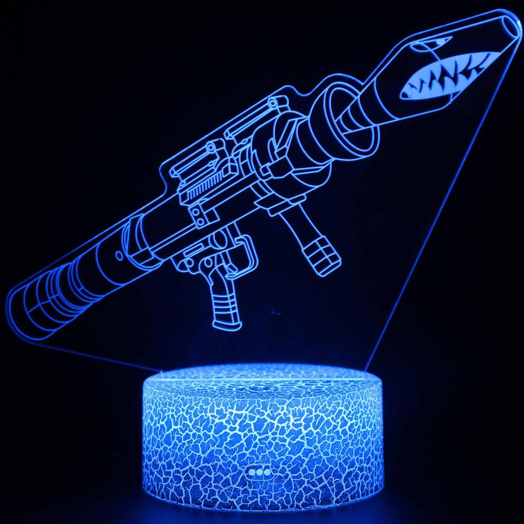 3D Gun Series Night Lamp: Seven-Color LED Desk Light with Touch and Remote Control.