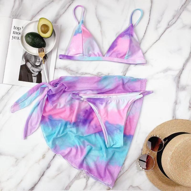 Women S Three Piece Tie Dye Sexy Beach Swimsuit