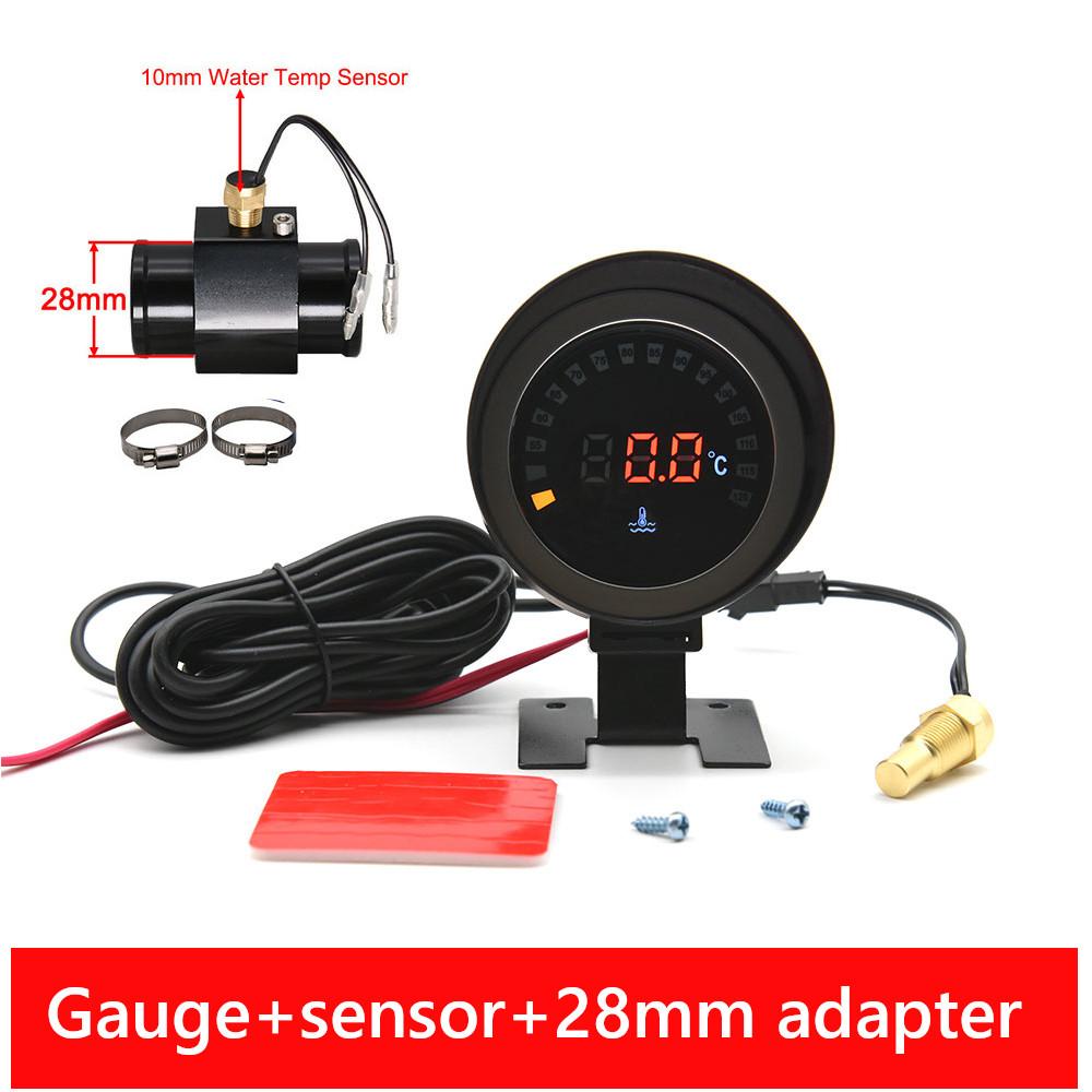 12V/24V LCD Digitaler Wassertemperaturmesser + 10mm Temperatursensor + Adapter-Verbindungsrohr-Sensor Für Auto-Messinstrument-Modifikation Celsius
