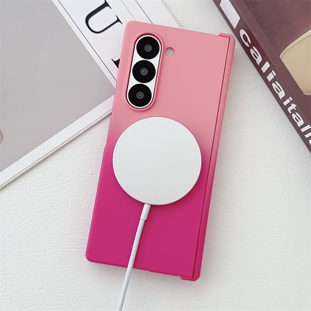 Custodia Magnetica Bicolore a Gradiente in Silicone Liquido per Samsung Galaxy Z Fold 7 6 5 4 Zfold3 Custodia per Ricarica Magsafe