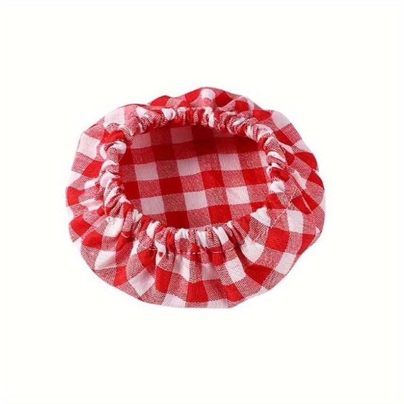 Capac din Pânză pentru Borcan, Capac cu Pânză în Carouri pentru Conserve, Capac Elastic Nealbă pentru Boluri de 7-10cm Borcan Mason, Recipient Reutilizabil pentru Copt