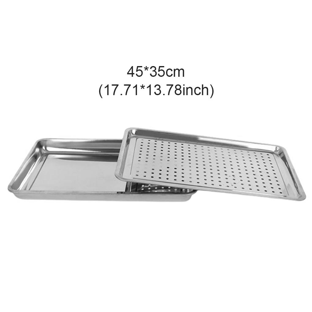 

Coffee Milk Juice Serving Plate Draining Hole Dish Detachable Reusable Dumplings Wonton Stainless Steel Tray Accessories 60x40cm