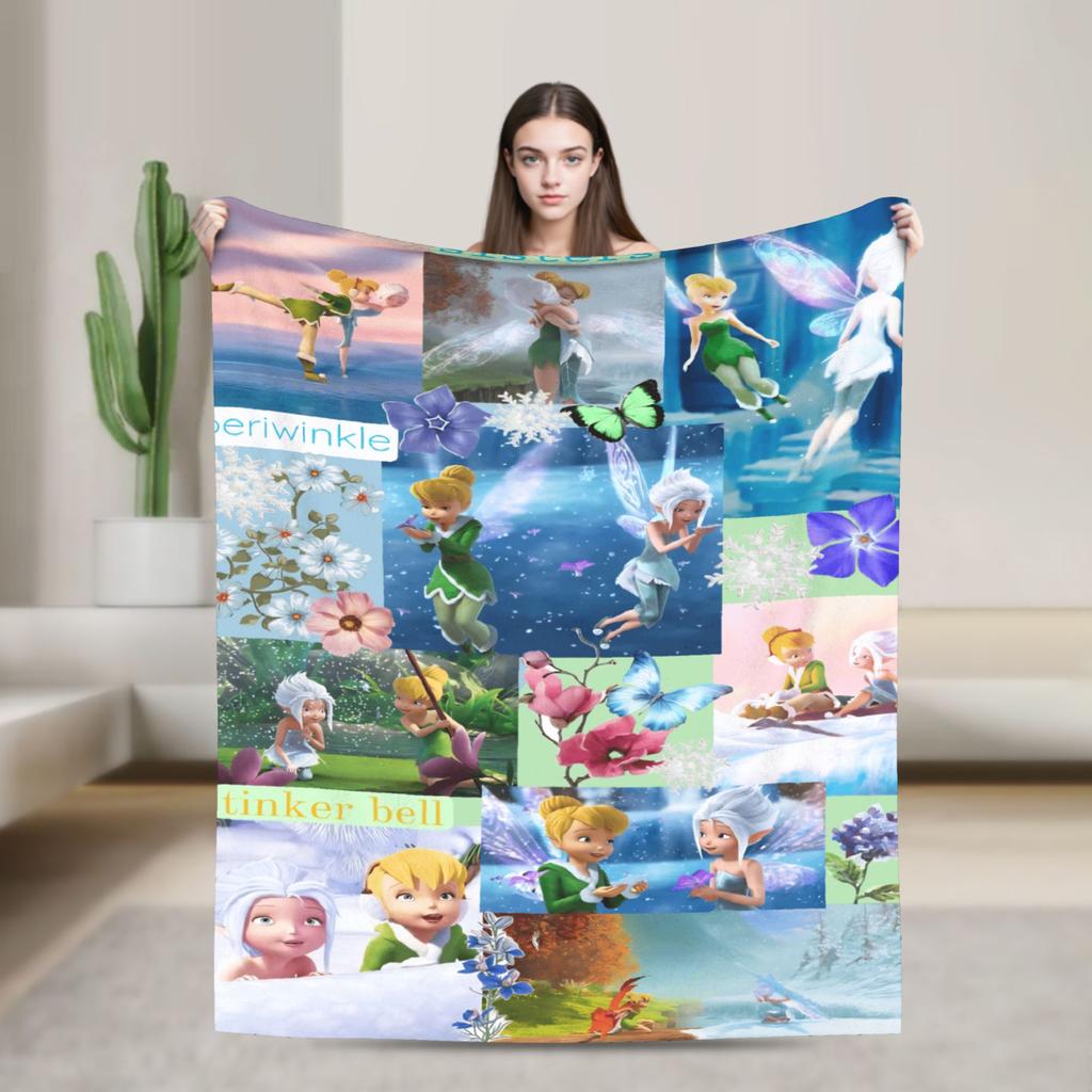 Tinker Bells Flannel Blankets Winter  Soft Warm Bedding Throws for Girls Boys Living Room Graphic Bedspread Sofa Bed Cover