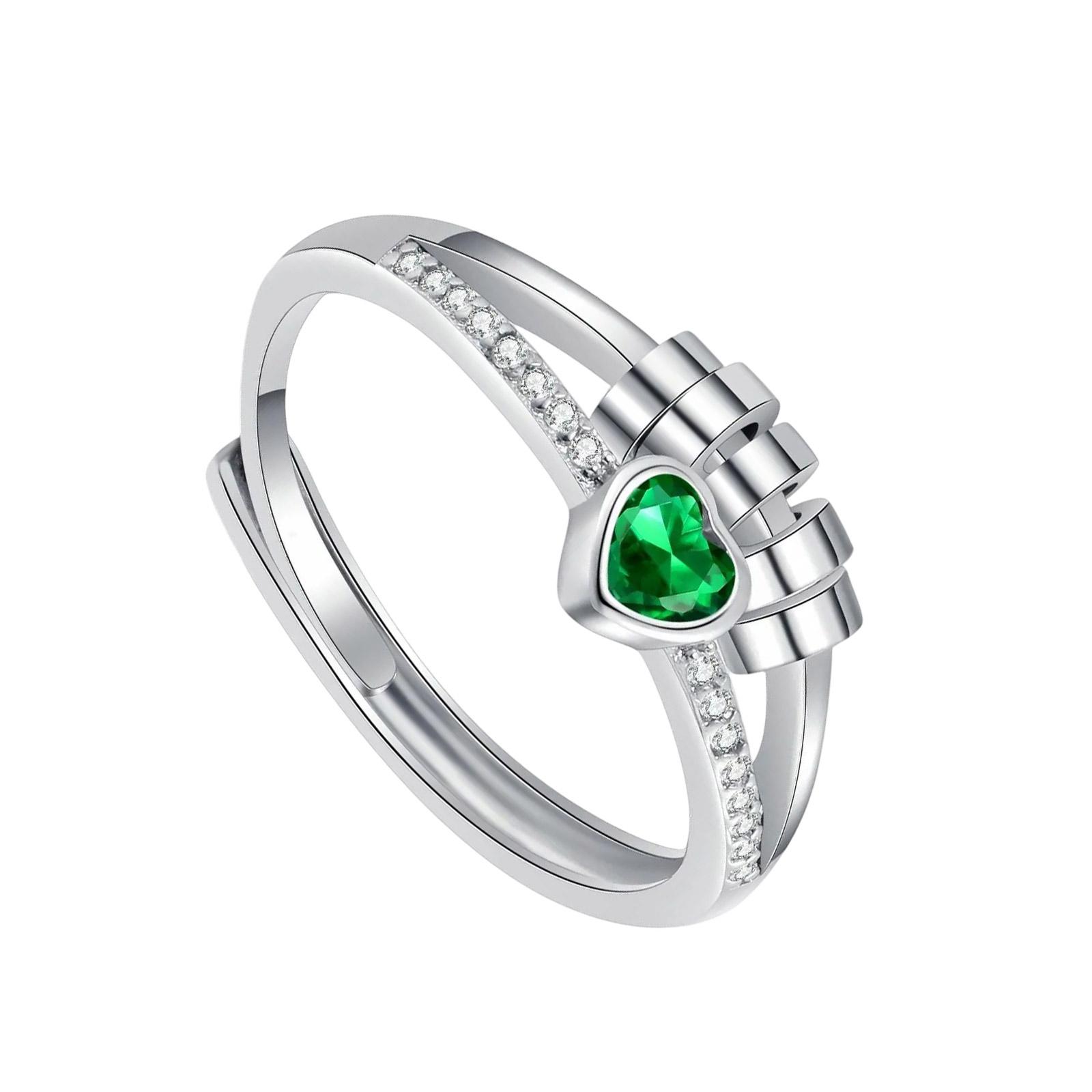 

Регулируемые кольца-спиннеры 2 в 1 для женщин и мужчин, прочная латунь с дизайном в виде сердечка и бусины для снятия тревоги, носите зелёный