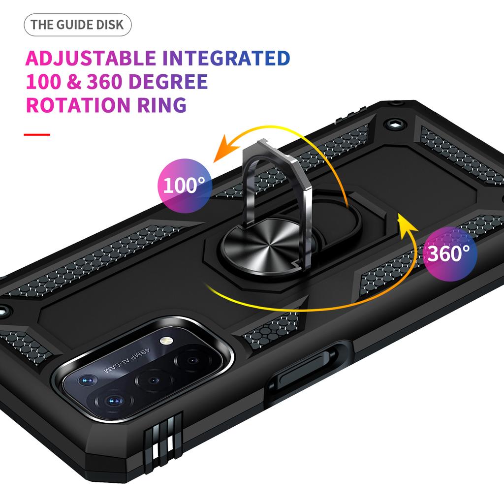 Luxury Armor Shockproof Case for OPPO A16 A16S A32 A72 A52 A53 A54 A55 A74 A5 A3S A5S A7 Reno 6 5Z Metal Ring Holder Phone Cover