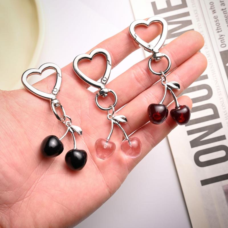 1 Piece Kawaii Cherry Bag Purse Charms Pendant Cute Cherry Keychain For Women Car Keys Decoration Gifts Stuff Accessories