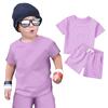 Kids' Solid Color Set - Short Sleeve & Shorts 2-Piece Outfit