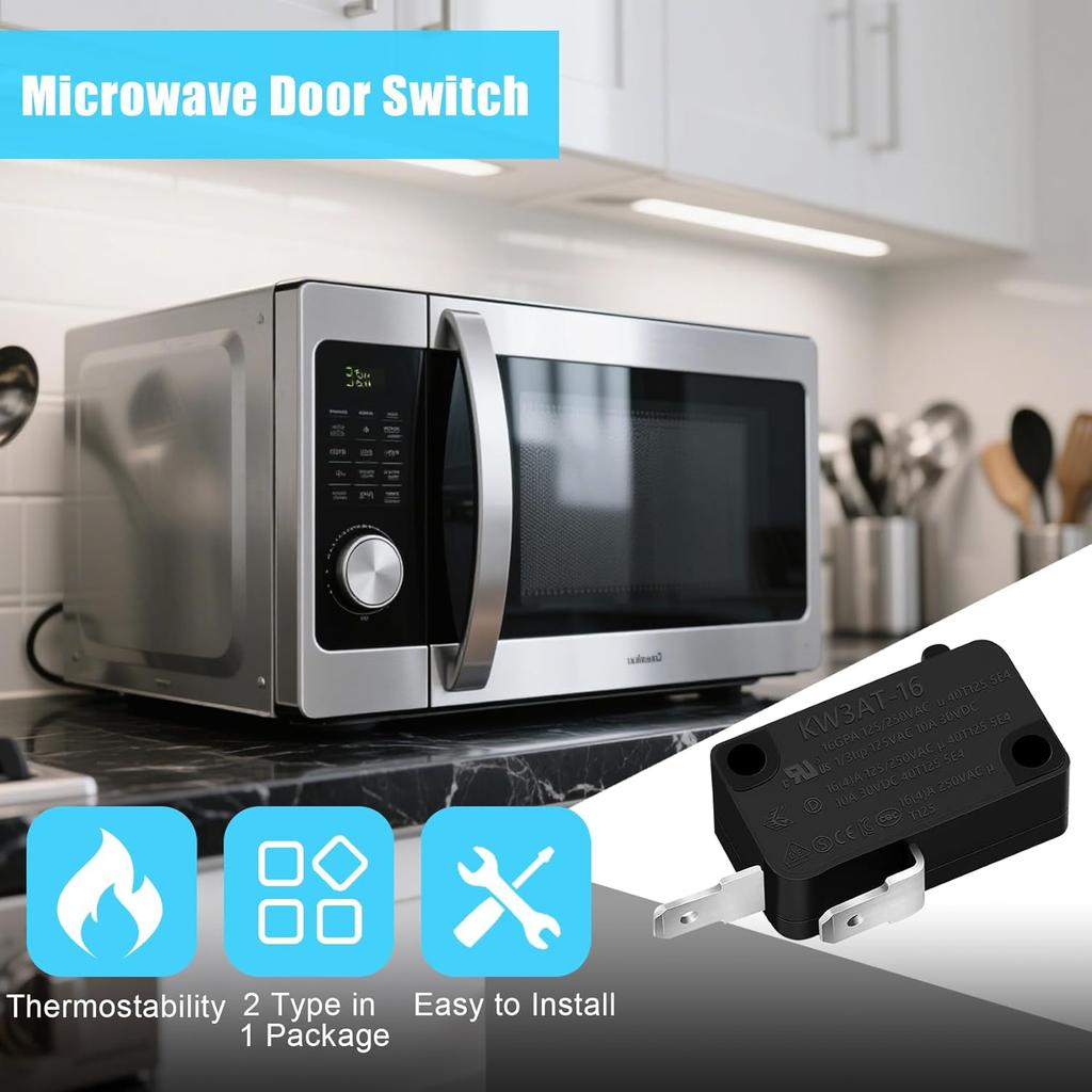 3PCS Microwave Oven Door Switch Replacement Parts(2X Normally Open + 1X Normally Closed), 16A 125/250V, KW3AT-16(Downward Compatible with KW3A-16)