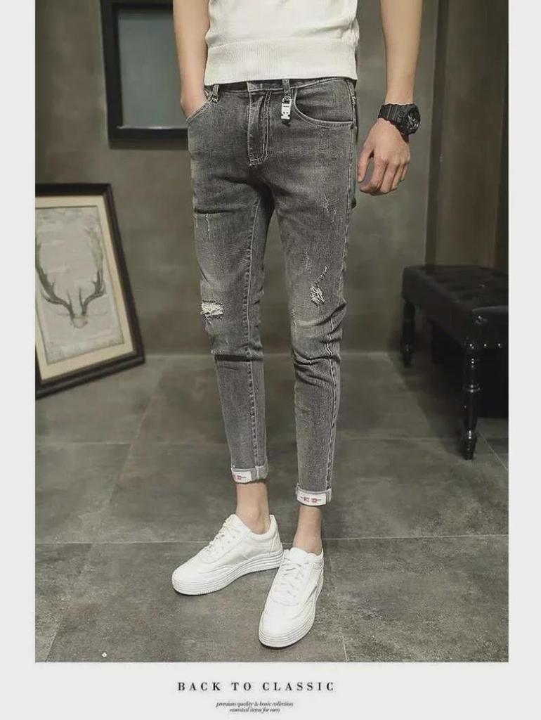 Jaro 2024 Evropské Pánské Světlé Džíny Slim Fit - Elastické Korejský Styl