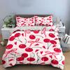 Cherry Pattern with Pink Bows Bedding Duvet Cover Set  (1*Duvet Cover 2*Pillowcases, without duvet insert)
