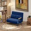 Sofa Bed 3 In 1 In Velvet-Effect Fabric with Adjustable Backrest and 2 Cushions, 102x73x81 Cm, Blue