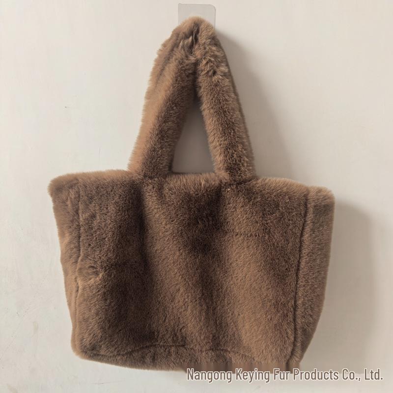 Eco-friendly Plush Tote Bag - Women s 2024 Autumn/Winter Fashion, Large Capacity, Single Shoulder коричневый