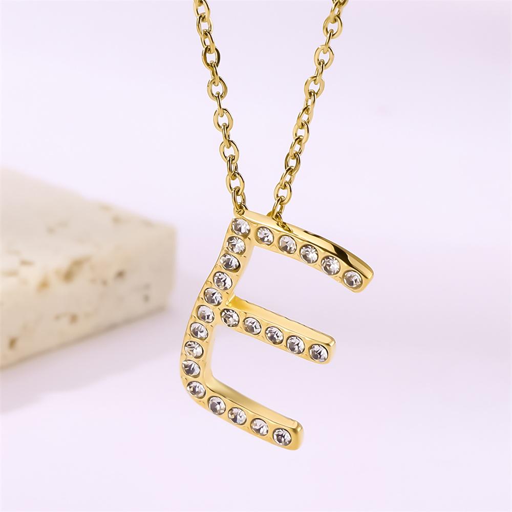 Atoztide Zircon Letter Pendant Necklace for Women Men Full Stone Alphabet Initial Name Monogram Charm Necklace Jewelry Gift