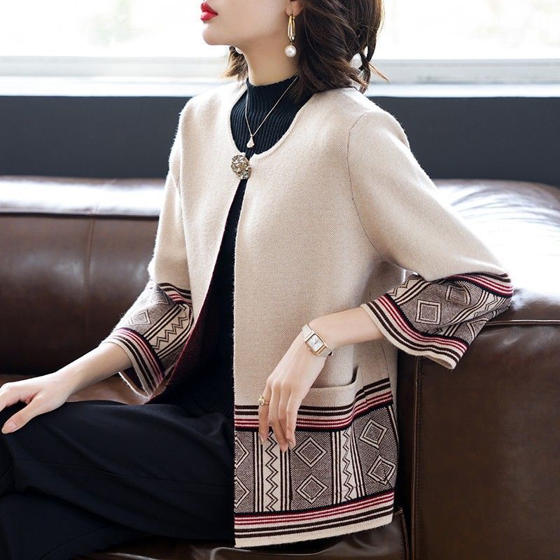 Spring Autumn Women's Knitted Cardigan Sweater Thin Loose Plus Size Knitted Cardigan Jacket Open-front Knitted Coat