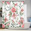 Watercolor Floral Shower Curtain Pink Green Flower Print Bath Decor Home Decoration