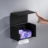 Stainless Steel Black Square Wall-Mounted Waterproof Tissue Box and Napkin Dispenser.