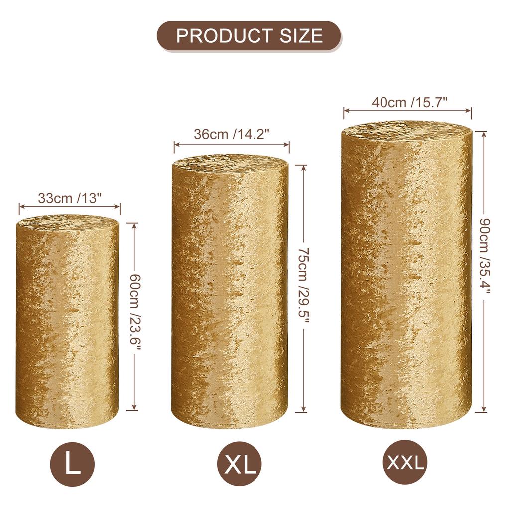 3pz Coperture Cilindriche in Spandex per Supporti Copertura per Supporto a Piedistallo Tessuto di Velluto Coperture Cilindriche per Colonne Pedestal per Decorazioni per Feste