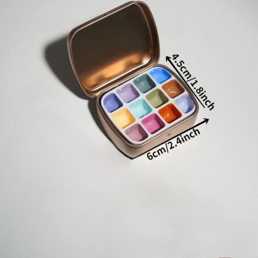 1set Nail Art Watercolor Paint Compact Flip-top Small Tin Box, Painted Glue Mixing Box, Portable Mini Palette