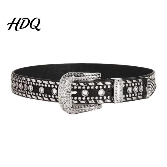Bling Waist Belt Punk Rock Rhinestone for Men Women Adjustable Wide Rivets Women Jeans Pants Clothes Accessory Party Night Club