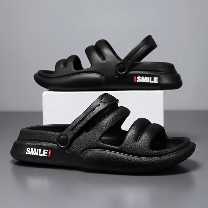 

Slippers men s 2025 summer new stepping on shit feeling lightweight indoor home and outdoor wear leisure sports cool slippers tide 36 чёрный