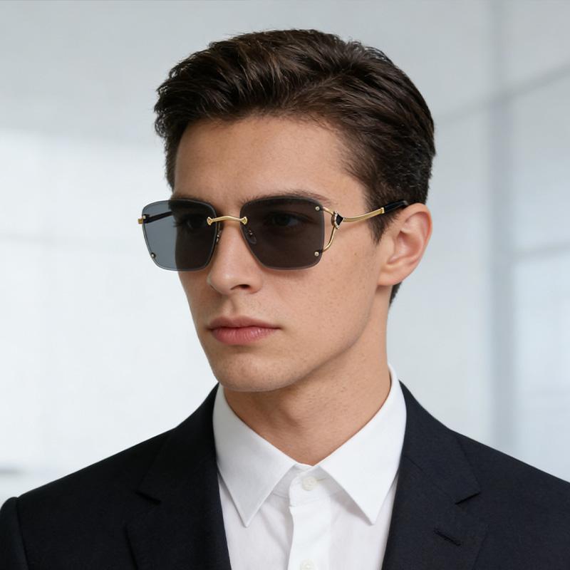 Square Metal Frameless Design Sunglasses for Men and Women Fashion Trendy Outdoor Sunscreen Sunshade Glasses