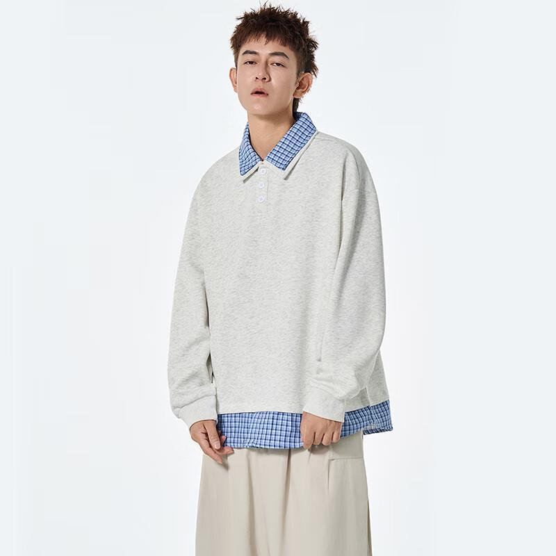 TOM ADAM American Retro Faux Two-Piece Long Sleeve Sweatshirt