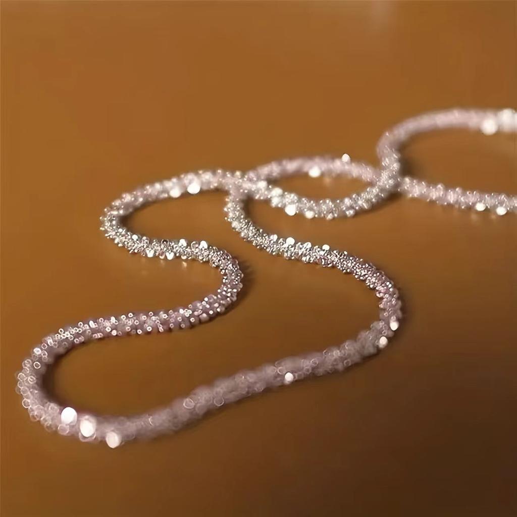 925 Silver 40-75cm Exquisite Sparkling Necklace Fashion Women Couple Wife Anniversary Gift Jewelry Accessories
