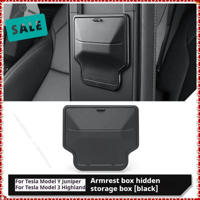 Car Armrest Hidden Storage Box For Tesla Model Y Launch 2025 Juniper/Model 3 Highland ABS Organizer Tray Interior Accessories