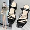 Women's Fairy Style Summer Sandals: 2025 Collection, Outdoor Roman Design, Medium Thick Heel, Korean Style, Two-Way Wear.