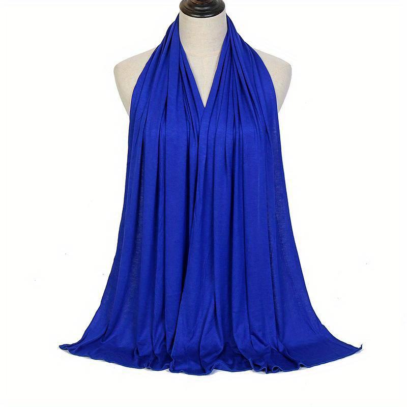 Multicolor Soft Cotton Muslim Headscarf Lace Kerchief Monochrome Ladies Splicing Fashion Hijabs Scarf Skin-friendly Scarf Modal Hijab