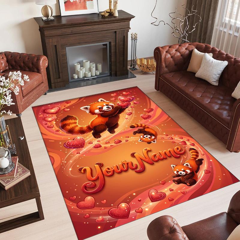 Valentine Love Theme Crystal Velvet Rug Personalized Custom Name Text Soft Floor Mat Home Decor