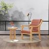 Retro Comfortable Chinese Solid Wood Armchair with Linen Fabric and Native Sponge Cushion.
