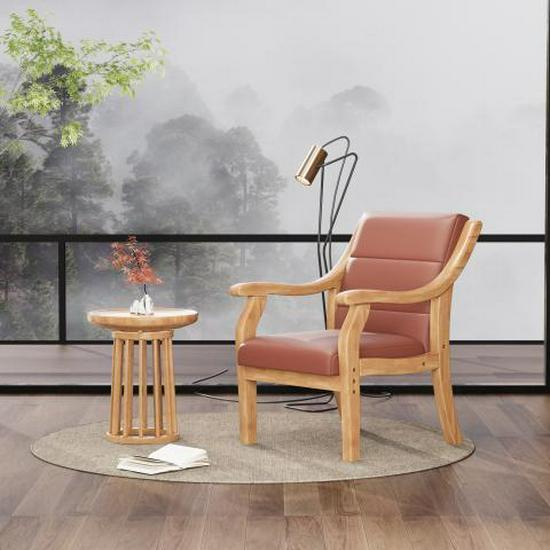 Retro Comfortable Chinese Solid Wood Armchair with Linen Fabric and Native Sponge Cushion.