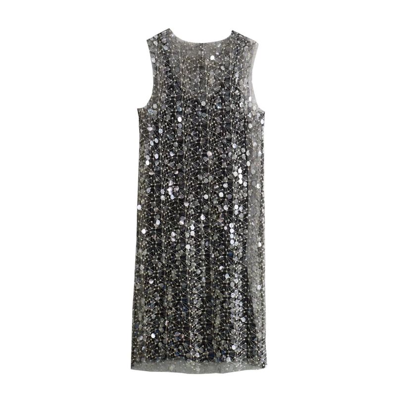 

Женское новое модное платье-миди, визуально стройнящее Silver Black S