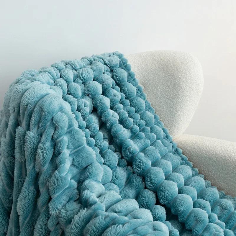 Soft and Comfortable Thickened Imitation Rabbit Down Bamboo Knot Blanket Leisure Office Nap Flannel Blanket