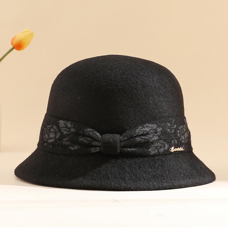 

Шапка-клош из 100% чистой шерсти, теплая, в стиле ретро, высококачественная шерстяная шляпа-цилиндр, модная универсальная шляпа-ведро One size чёрный