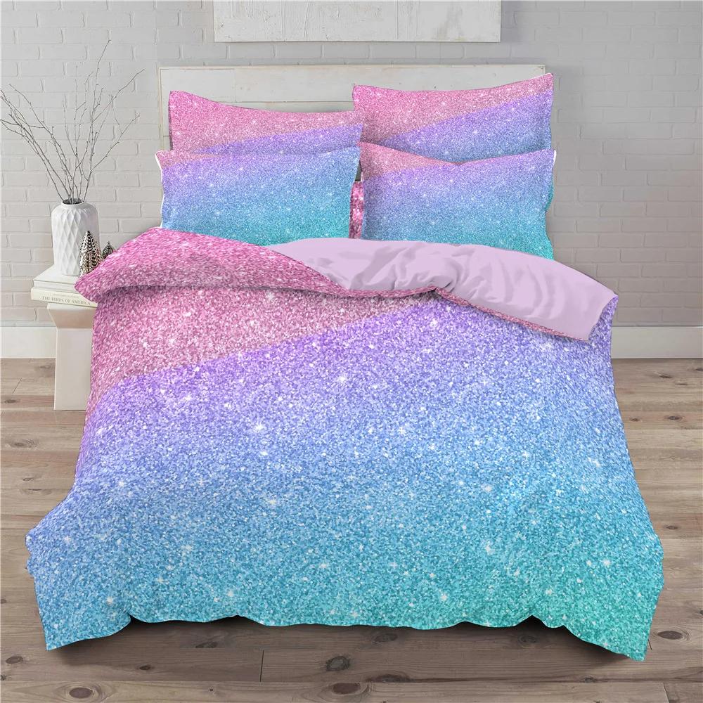Comforter Rainbow Ombre Queen King Romantic Style Bedding Set For Girls Kids Teens 3 Piece Set With 2 S No Quilt