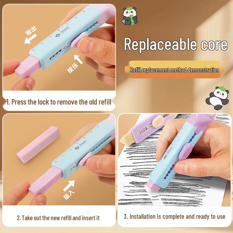 Non-toxic Push-Pull Eraser for Kids: Dust-Free, Mark-Free, Creative Cartoon Design for Elementary Students