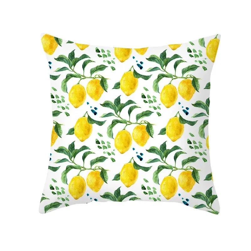 Yellow Green Pillowcase Lemon Letter Decoration Summer Fruit Cushion Cover Sofa Nordic Home
