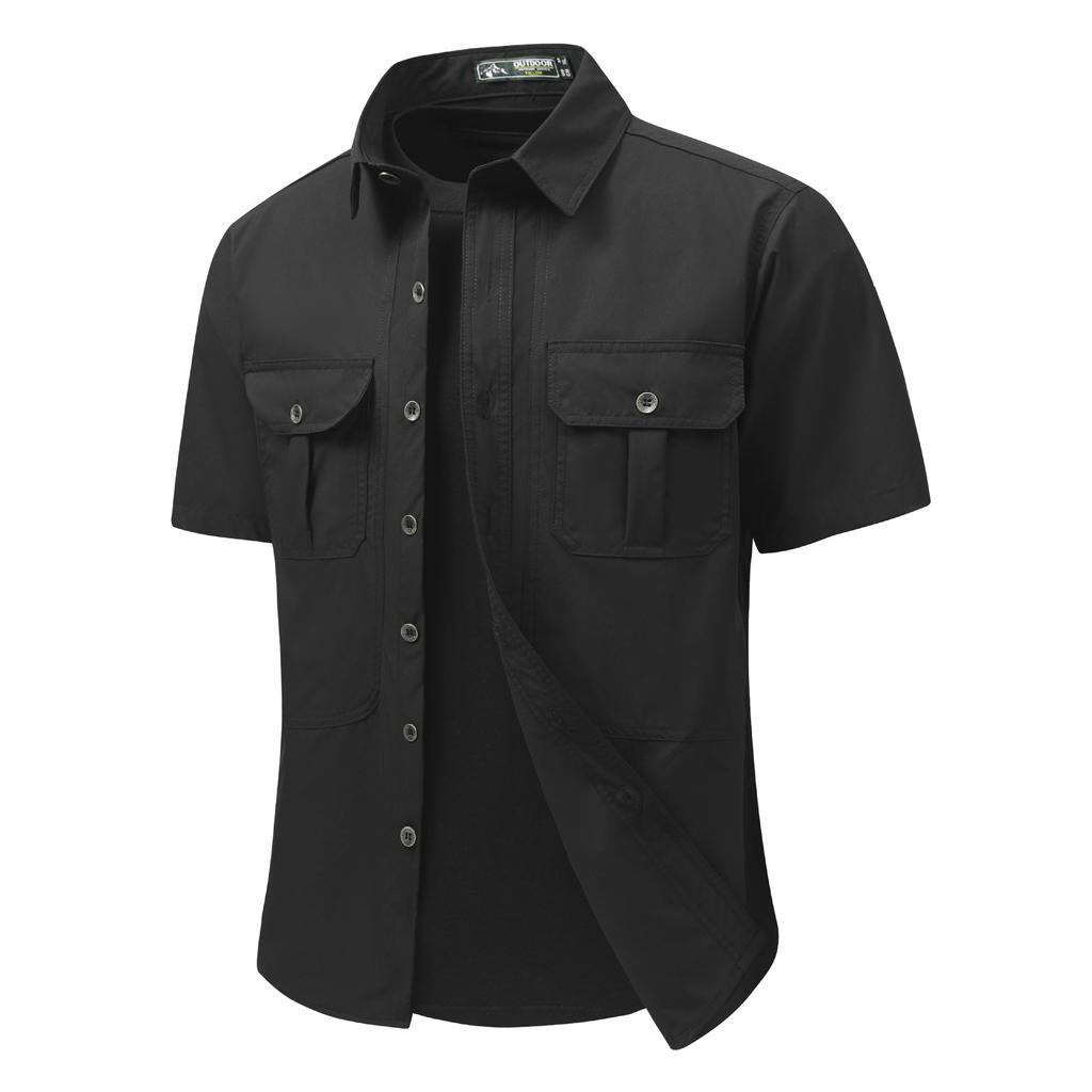 Summer Men's Tooling Short-sleeved Shirt, Outdoor Shirt, Breathable Multi-pocket Shirt